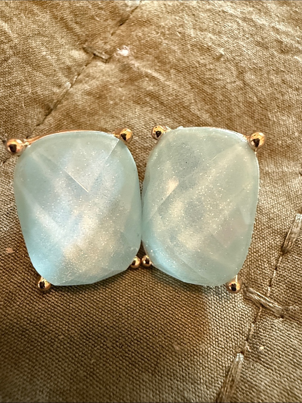 Light Blue Cushion Stone Stud Earrings - Women Jewelry